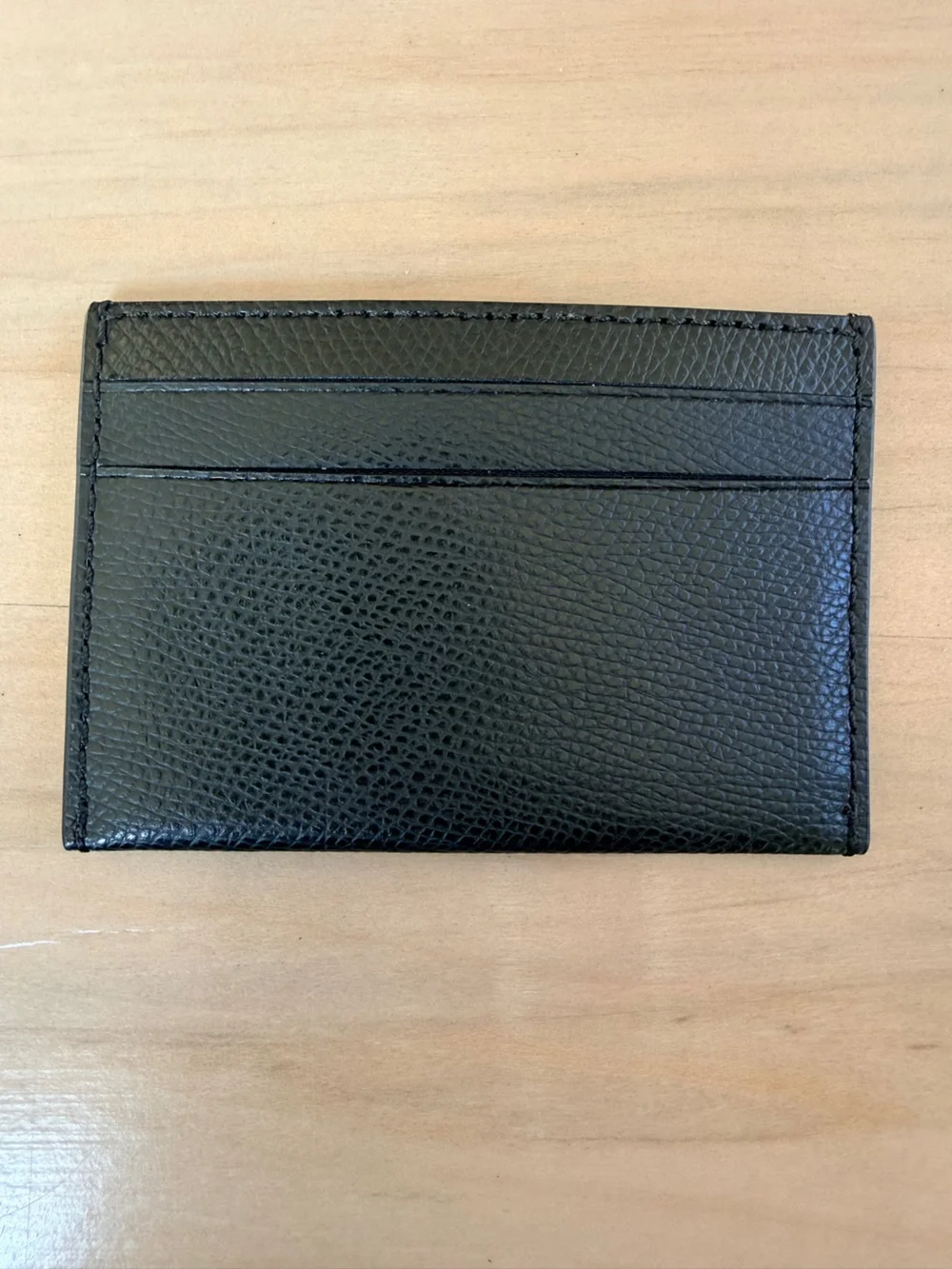NWT Coach Black Crossgrain Leather Flat Card Case Slim Wallet Minimalist F57312